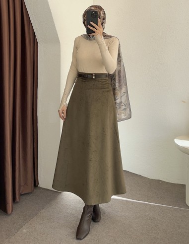 1268 Süet etek - Yeşil