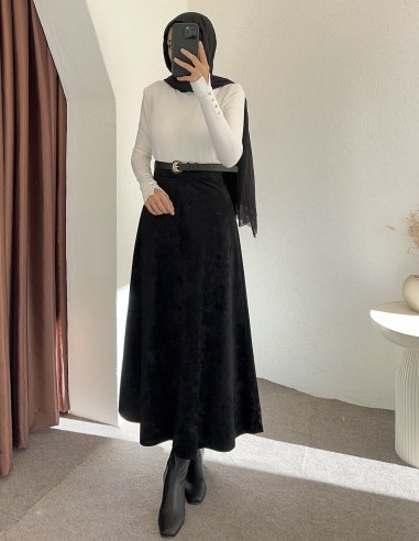 1268 Süet etek - Siyah