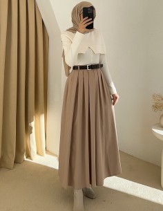 4891 kemerli tensel etek -Bej