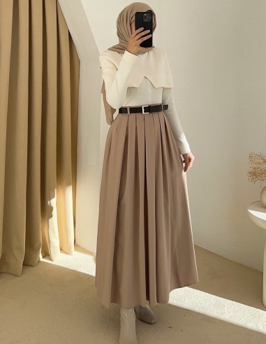 4891 kemerli tensel etek -Bej