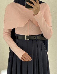 010 omuz detaylı kazak - pembe