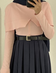 010 omuz detaylı kazak - pembe 2