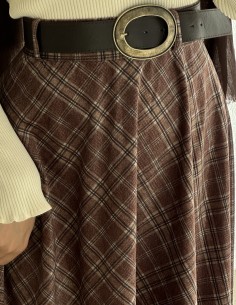 e384 kemerli etek - kahverengi 2