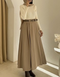 1034 kemerli etek - bej 2