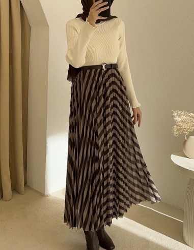 7236 tül etek - kahverengi