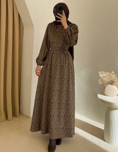 6116 gül detay elbise -...