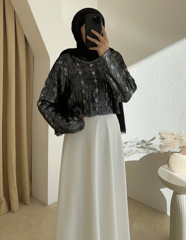 BS-207 simli crop kazak -Siyah