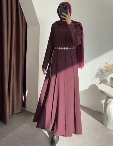 1579 kemer detay elbise - bordo