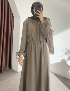 518 bel detay elbise -vizon 2