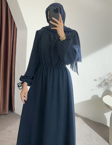 518 bel detay elbise - Lacivert