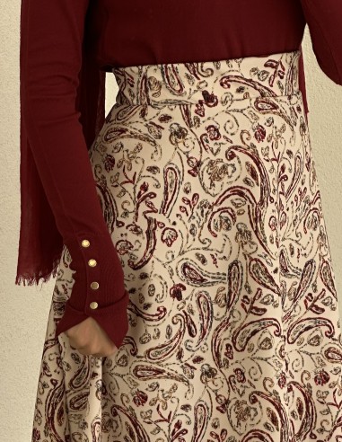 8961 desenli scuba etek - kırmızı