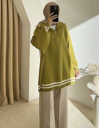 40643 yaka detay kazak - yeşil