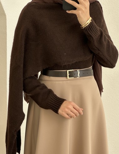 E318 atkı kazak- Kahverengi