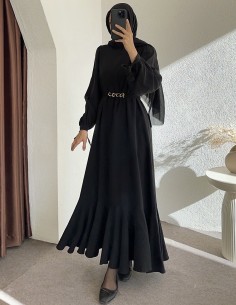 6129 eteği volanlı elbise...