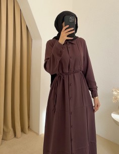 720N düğmeli elbise - bordo 2