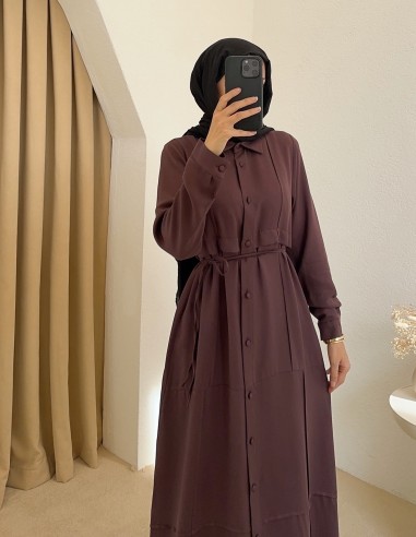 720N düğmeli elbise - bordo