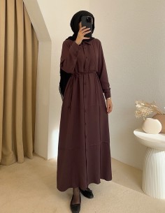 720N düğmeli elbise - bordo