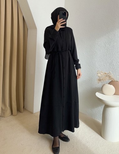 720N düğmeli elbise - Siyah