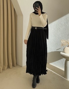 608 pamuk vual etek - siyah