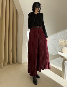 608 pamuk vual etek - Bordo