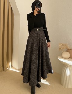 1054 desenli etek - Gri