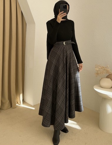 1054 desenli etek - Gri