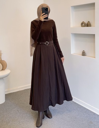 51240 fushya elbise - Kahverengi