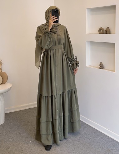 076 robalı elbise - yeşil