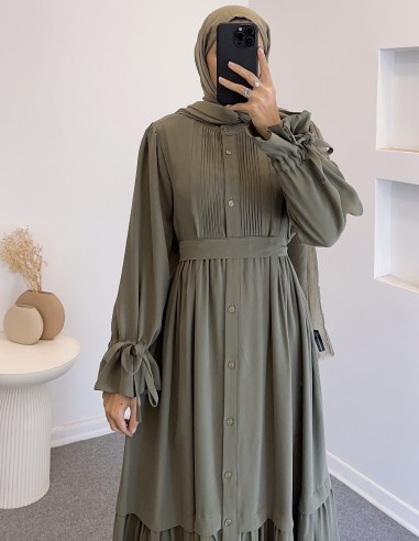 076 robalı elbise - yeşil