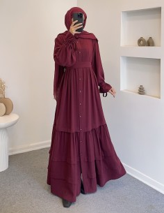 076 robalı elbise -Bordo