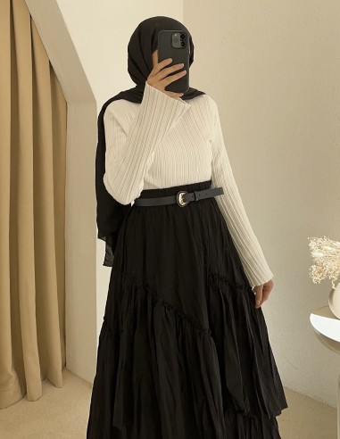 620 çarpraz vual etek -Siyah