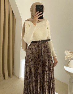 197 piliseli etek - kahverengi 2