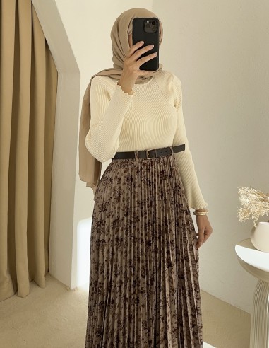 197 piliseli etek - kahverengi