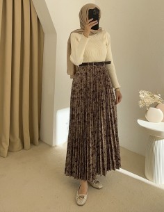 197 piliseli etek - kahverengi