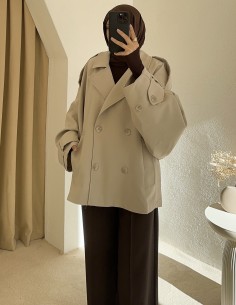 7537 kruvaze kısa trenç - bej