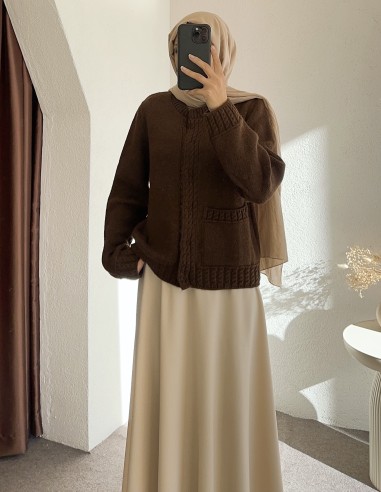 2451 cepli hırka - kahverengi