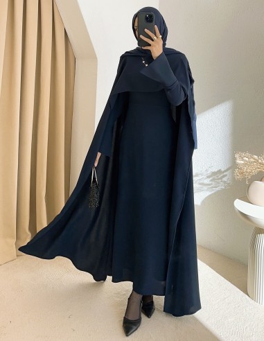 533 Mina pelerin elbise - lacivert