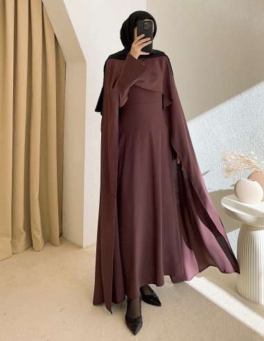 533 Mina pelerin elbise -Bordo