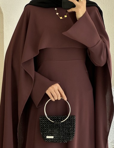 533 Mina pelerin elbise -Bordo