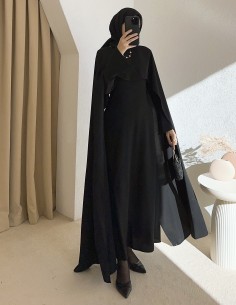 533 Mina pelerin elbise -Siyah 2