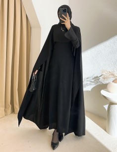 533 Mina pelerin elbise -Siyah