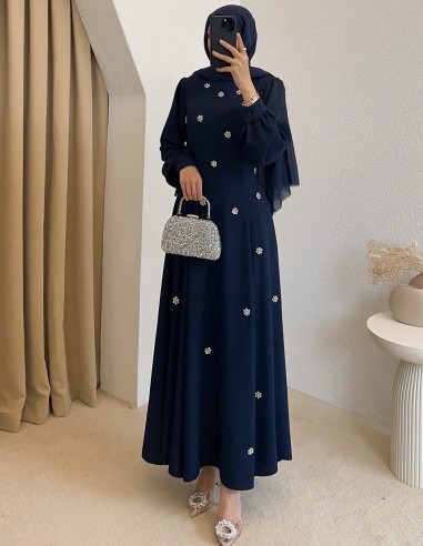 535 nopper abiye elbise - lacivert