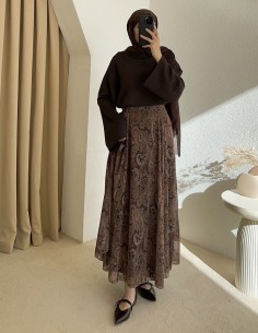 634 etnik etek - kahverengi 2