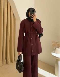 HK26120 krep takım - bordo 2