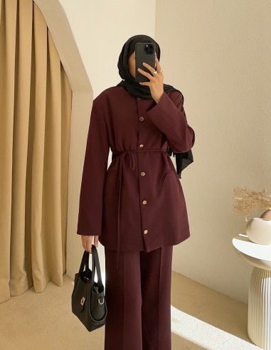 HK26120 krep takım - bordo