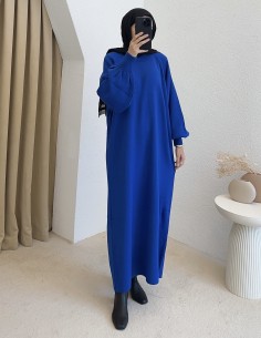 2740 triko elbise - saks mavi