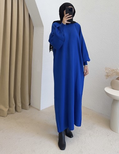 2740 triko elbise - saks mavi