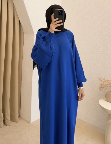 2740 triko elbise - saks mavi