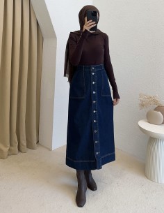 883 kot etek - koyu mavi