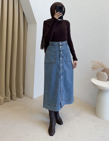 883 kot etek -Açık mavi